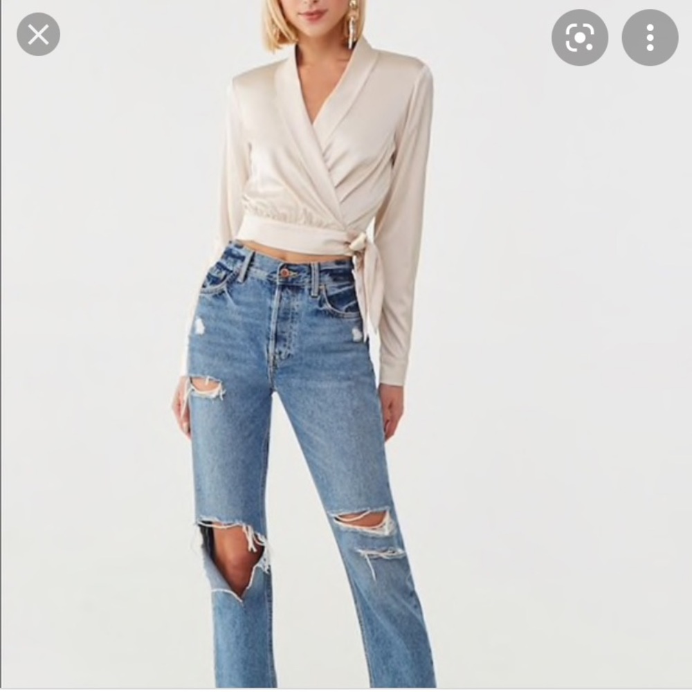 NWOT Forever 21 Satin Self-Tie Wrap Top